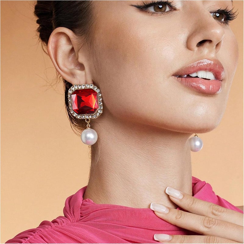 CIOOU Pearl Choker Necklace for Women Gold Crystal Rhinestone Pearl Collar Statement Necklaces Earrings Bridal Pearls Diamond jewelry Set for Wedding - Image 5